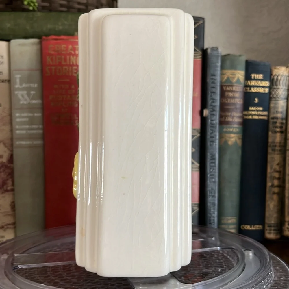 Retro Artistic Potteries California #308 Yellow Rose Art Deco Vase 7”